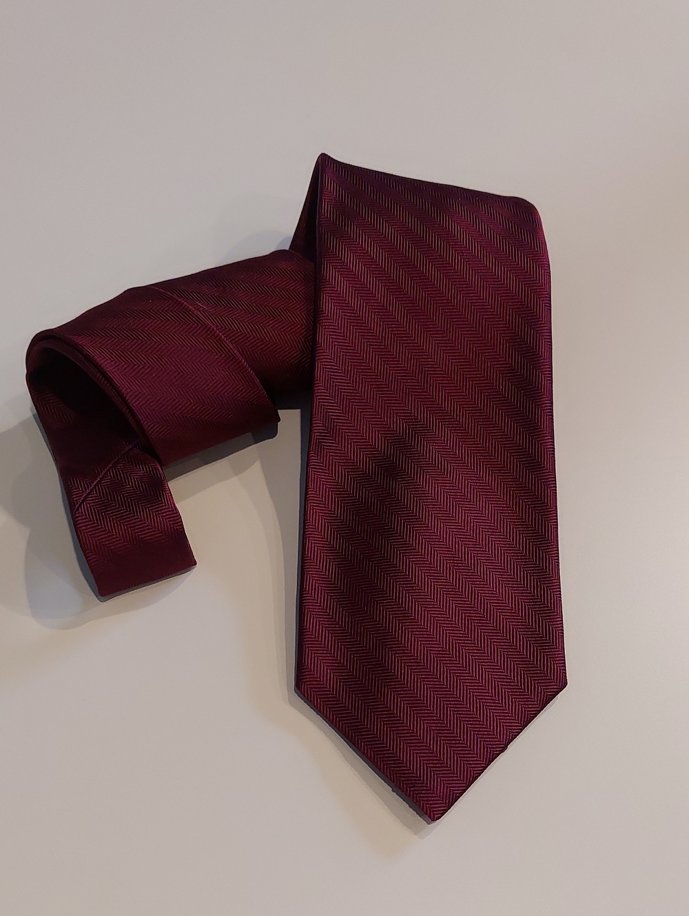 Vintage Lands' End Men's Burgundy Herringbone Tie